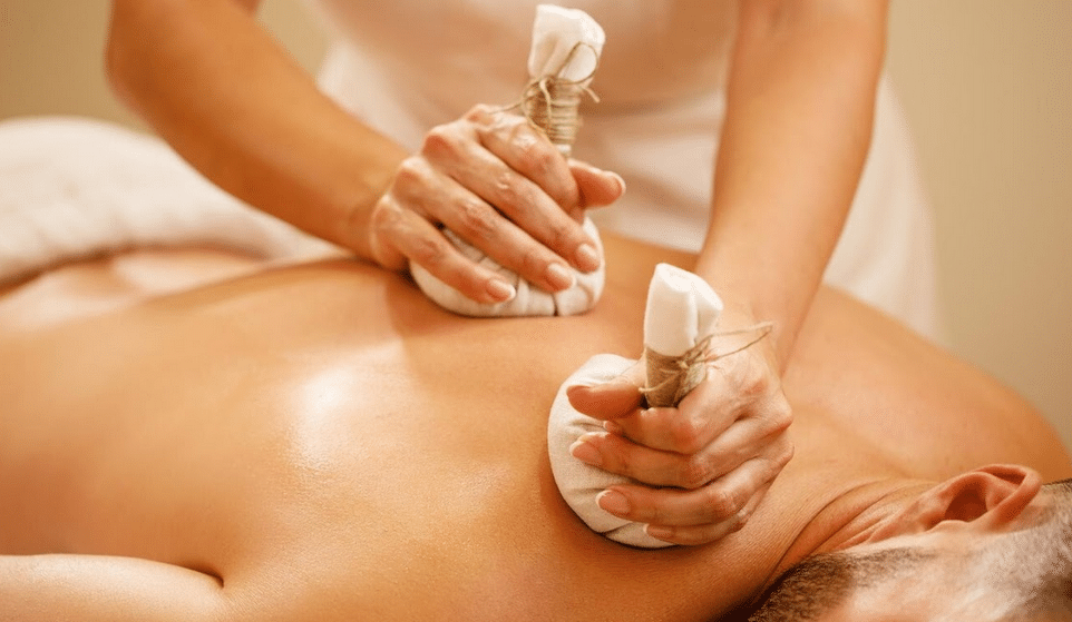 Massage with herbal ball