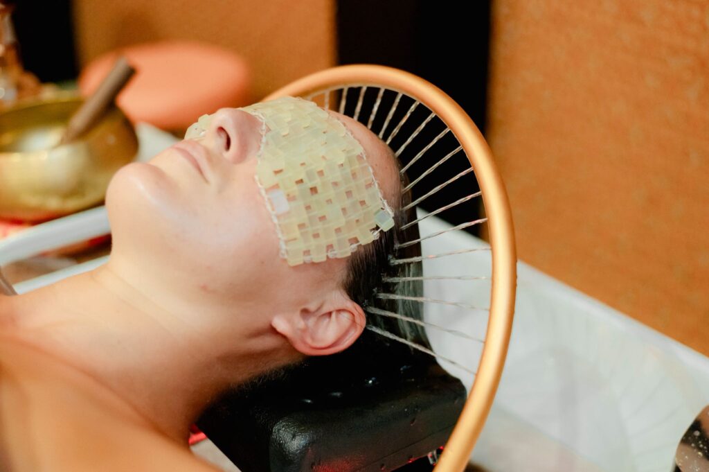 Scalp scaling and water ritual during head spa treatment Koh Samui